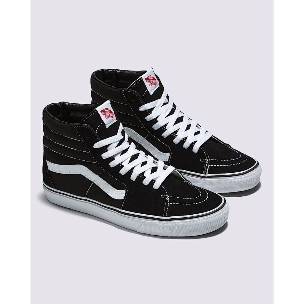 Vans Sk8-Hi Black & White Suede Canvas Sneakers | Unisex M7.5 / W9, Streetwear